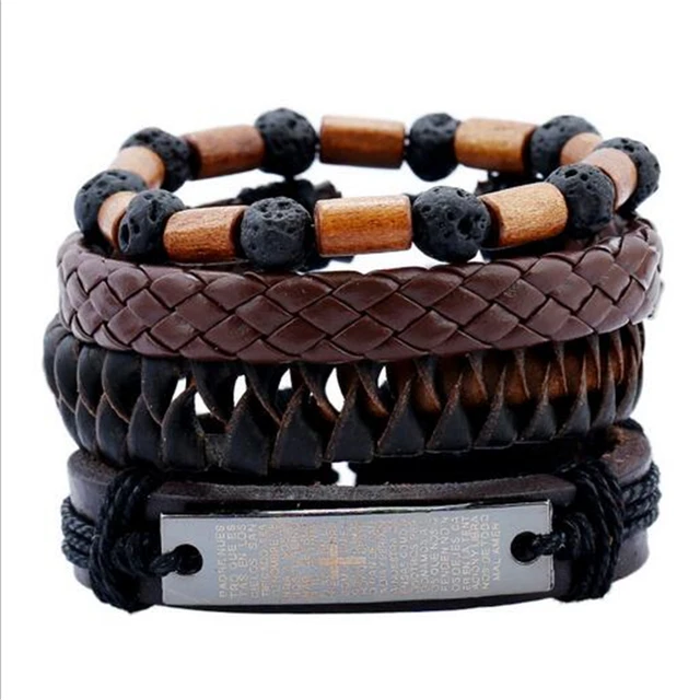 Etta 4Pcs/ Set Braided Wrap Leather Bracelets - Image 3