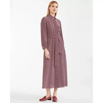 

Long Dress High Quality 2020 Autumn New Women'S Casual Party Vintage Elegant Chic Single Breasted Long Sleeve Printed Dresses