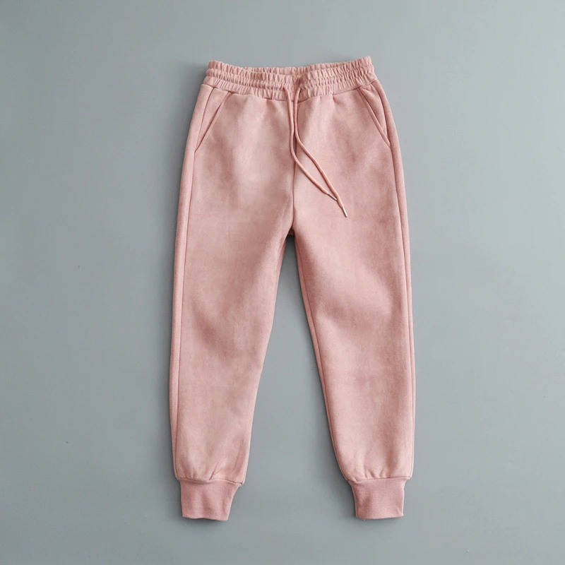 Зимние женские замшевые спортивные штаны, утепленные флисовые Теплые повседневные удобные спортивные брюки, растягивающиеся штаны для отдыха, брюки-Гарун, 5 цветов