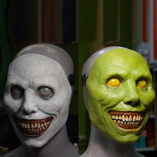 Máscara do Mal Sorridente, rosto assustador Halloween, Capa rosto horrível  realista, acessório cosplay, presentes feriado Aezon