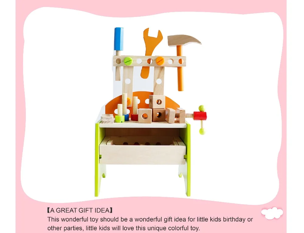 Mookids игровая мастерская деревянный ящик с инструментами настольная Рабочая скамейка мастерская Ролевые Игры развивающие игрушки для детей