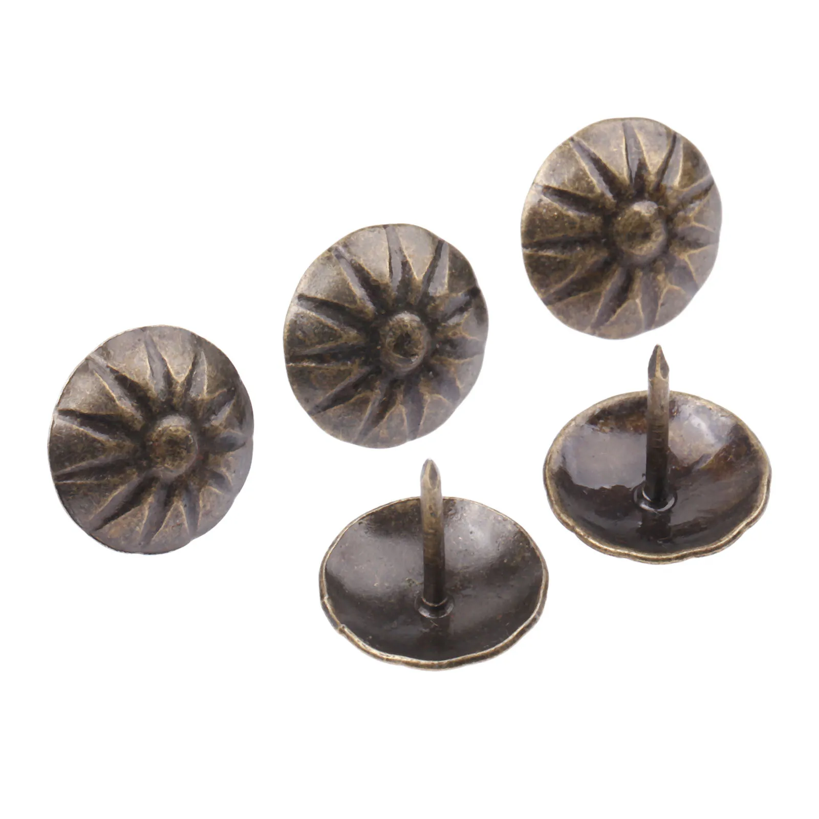 20Pc/lot Antique Bronze Upholstery Nails Iron Flower Tack Jewelry Gift Case Sofa Furniture Stud Decor Pushpin Doornail 17x15mm