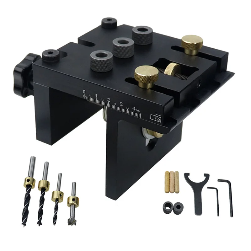 

Tool Doweling Jig Kit Parts 3in1 Woodworking Positioning Clip Clamp Guide