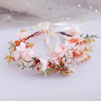 

New Sweet Bride Rattan Garland Simulation Floral Headdress Hair Headdress Beach Photography Hair Accessories