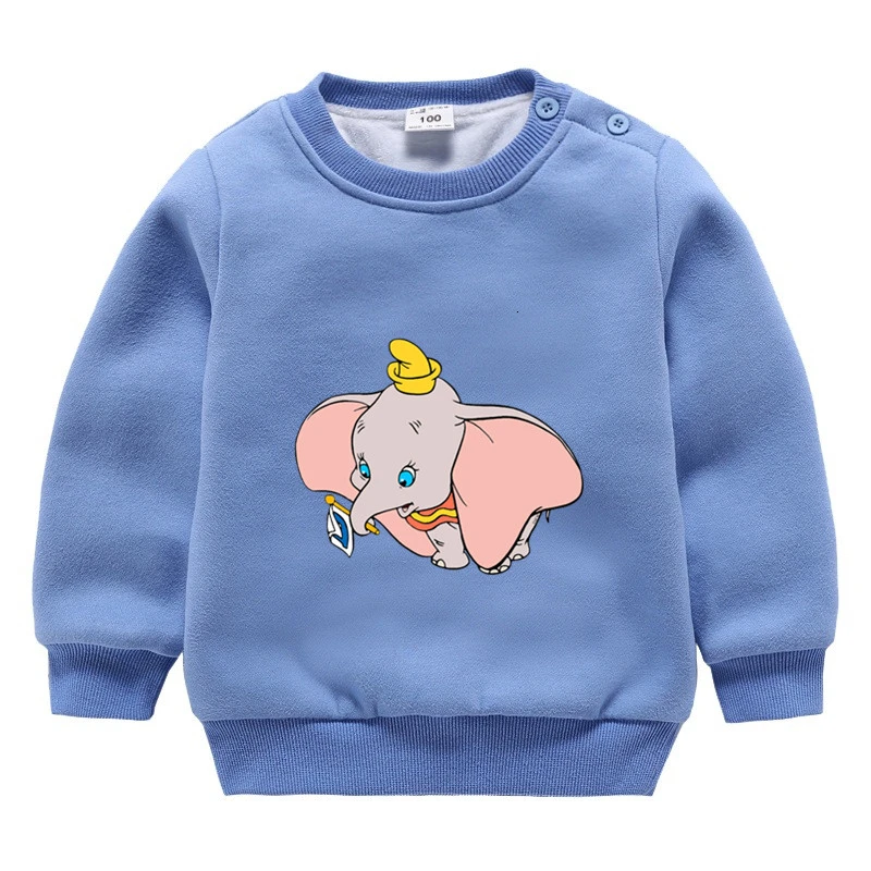 wholesale movie Dumbo winter Plus velvet Sweatshirt Boys Girls Funny lovely color Kid O-Neck Tops Children Cartoon Baby