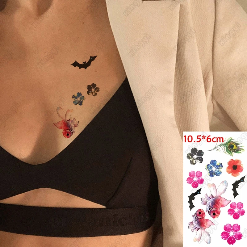 Waterproof Temporary Tattoo Sticker Cute Goldfish Butterfly Animal