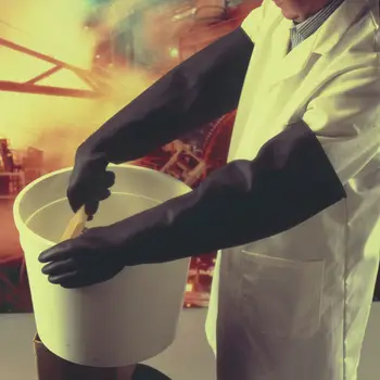 

60cm Rubber PPE Latex Gauntlets Long Gloves Acid Resistant Chemical Protection Latex Industrial Gloves for Work Household