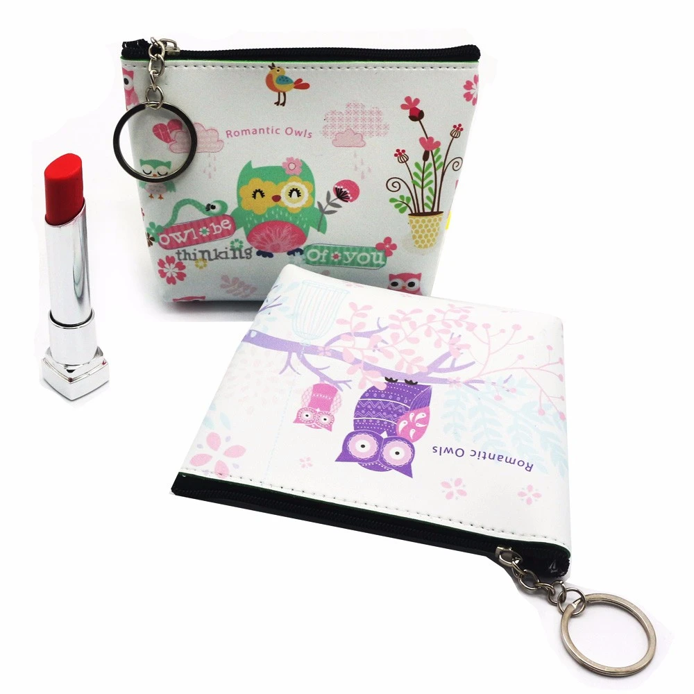1pcs Cute Simple Retro Owl Printing Short Coin Purse Zipper Zero Wallet Child Girl Boy Women Purse Lady Bag Key Packet 818