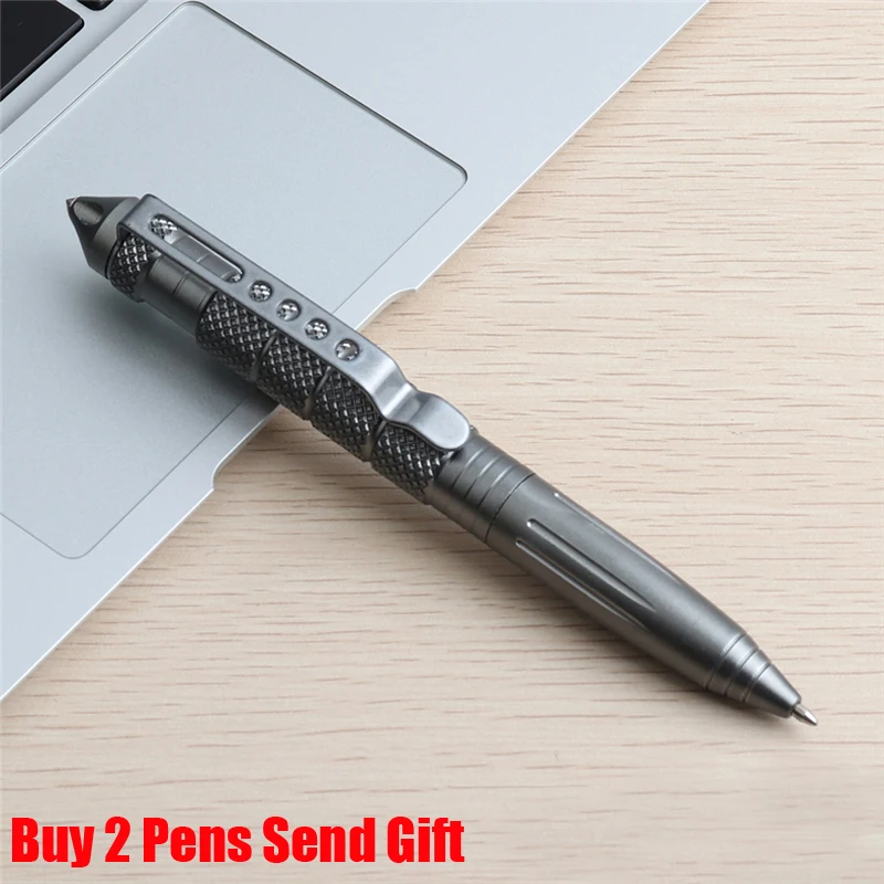 Grey Ballpoint Pen Новое поступление, модный дизайн, роскошная металлическая пишущая Шариковая ручка для самозащиты, Высококачественная ручка для разбивания окон, купить 2 ручки, отправить подарок - Цвет: Grey Ballpoint Pen