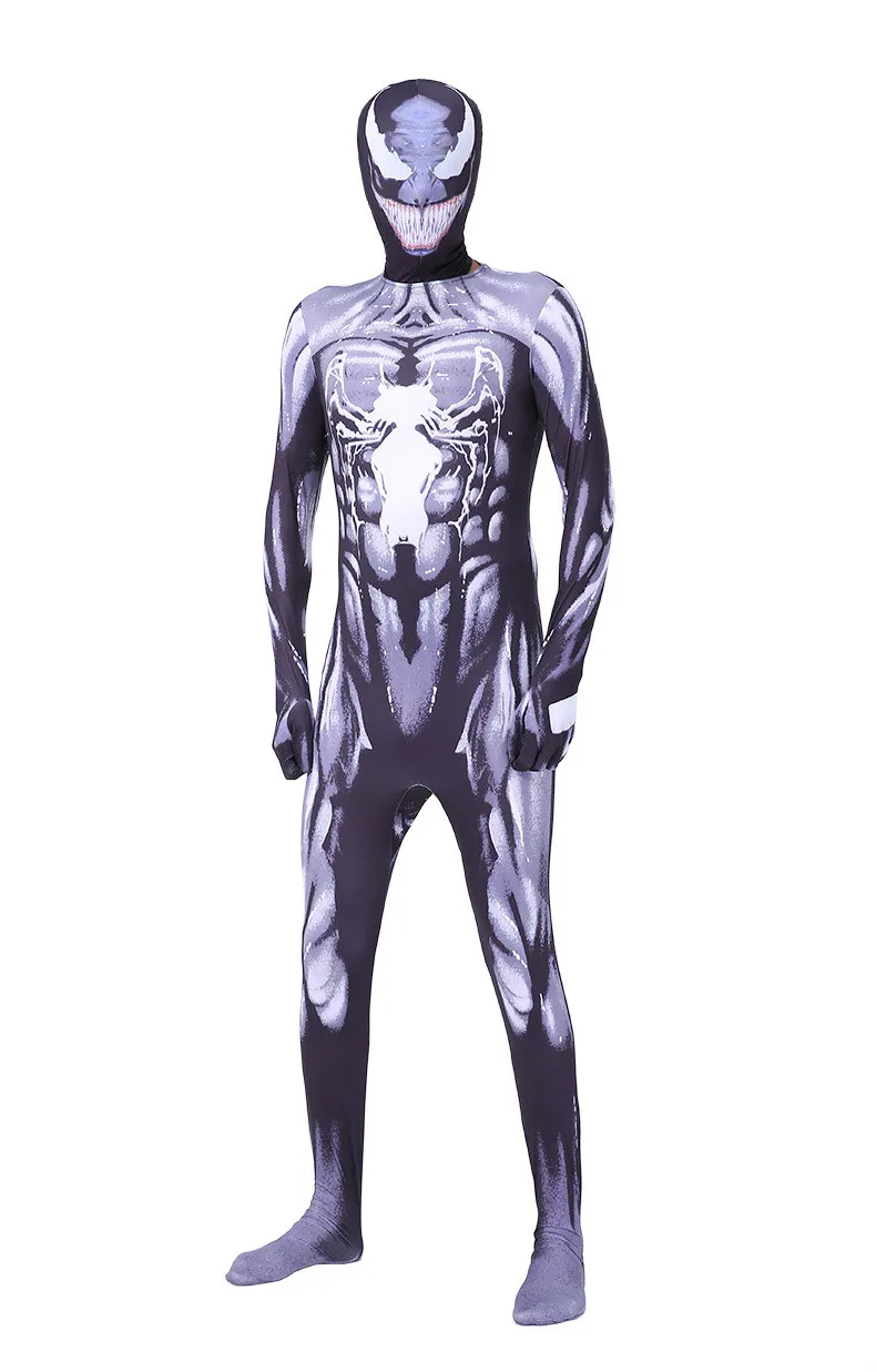 Фильм Venom "Eddie" Brock Symbiote Косплей Костюм AOT детский черный комбинезон боди Хэллоуин обтягивающий костюм