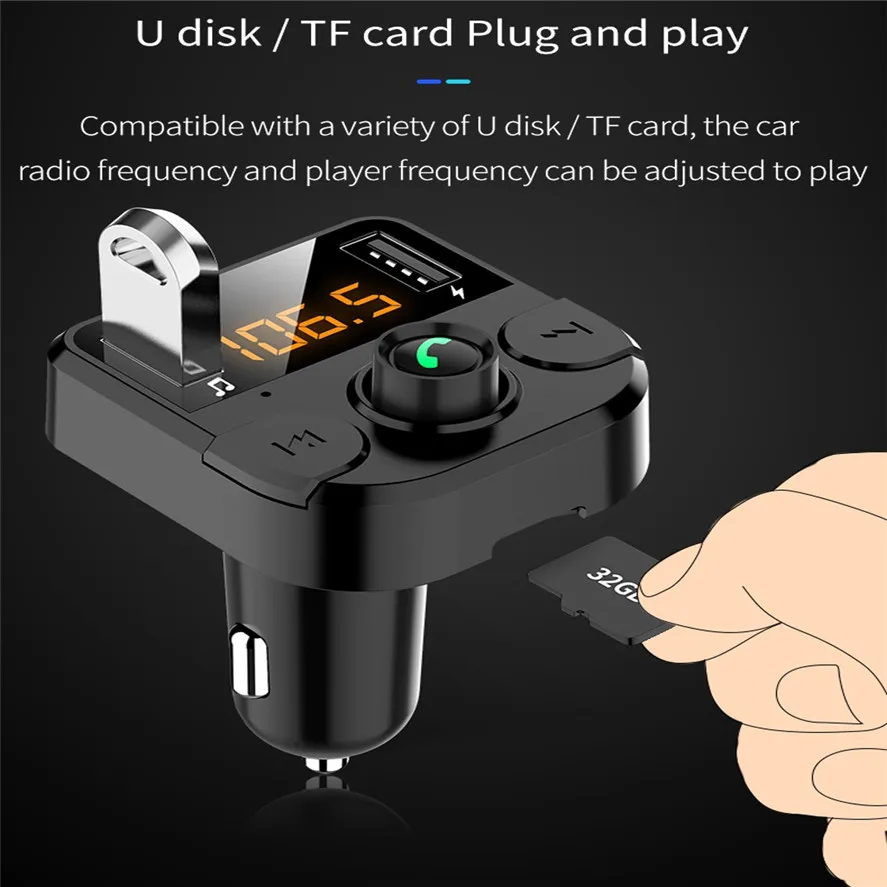 Автомобильный mp3-плеер 1 шт. Bluetooth в автомобиле беспроводной fm-передатчик mp3 радио адаптер автомобильный комплект 2 USB зарядное устройство 1002#20