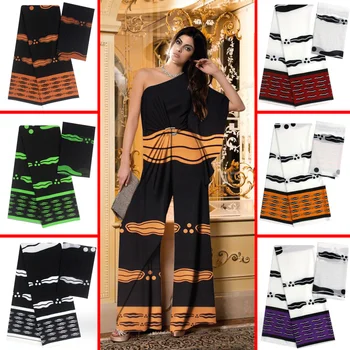 

2019 New 2 + 4 yards satin silk with chiffon fabric soft african fabric for dress african silk wax fabric