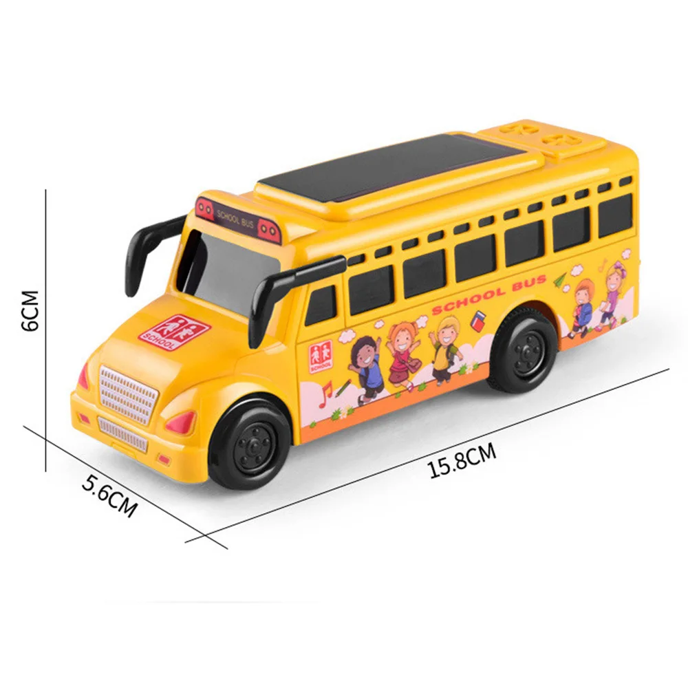 Baby Plastic Toys Car Luminous Inertia Car School Bus Model Toy Early Education Toy For Children 4