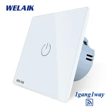 WELAIK Glass Panel Switch White Wall Switch EU remote control Touch Switch Screen Light Switch 1gang1way AC110~250V A1913XW/B welaik remote control the savior of black plastic remote touch switch use r433mhz r01