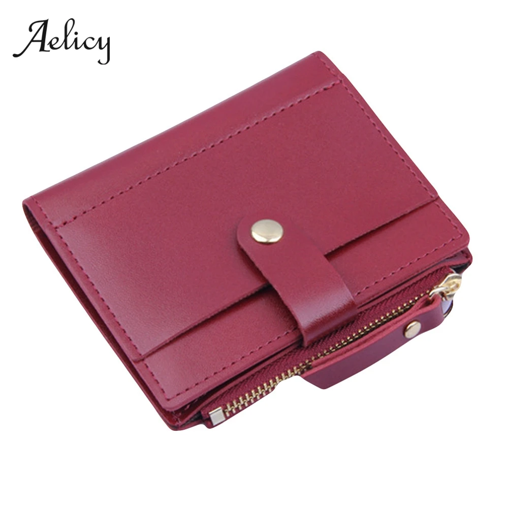 Aelicy для женщин модные однотонные короткие бумажник мини Hasp кожа портмоне для кредитной карты Деньги Доллар сумка для чеков Тонкий Малый