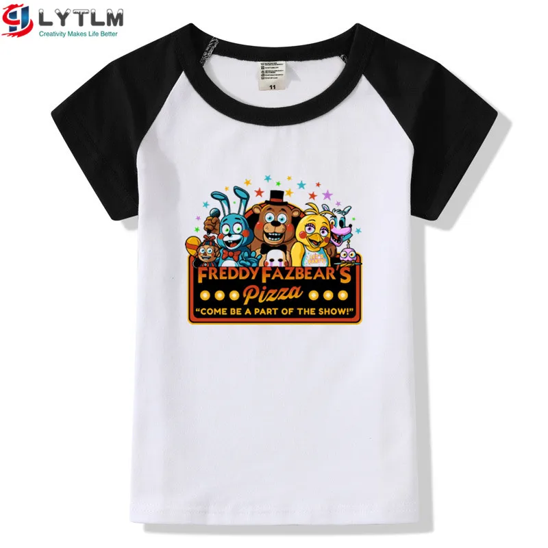 LYTLM/Топы И Футболки Для девочек, футболка с принтом «пять ночей с Фредди», одежда FNAF, летний топ в Корейском стиле, 14 лет, футболка XXX, Enfant Garcon - Цвет: DX Raglan Black