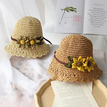 

Baby Summer College Style Sun-resistant Princess Straw Hat Baby GIRL'S Hat Thin Type for Spring and Autumn CHILDREN'S Bucket Hat
