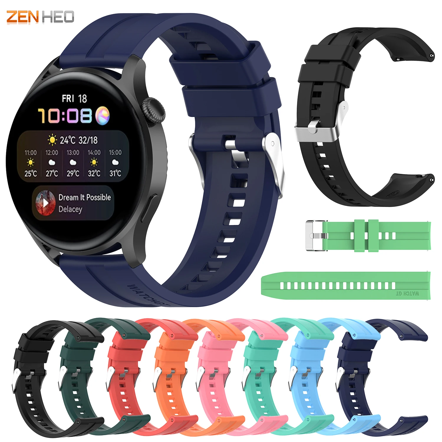 

22mm Silicone Strap for Huawei Watch GT/GT2e/GT2 Pro/GT2 46mm Replacement Watchband For Huawei Watch 3 Pro Smart Watch Band