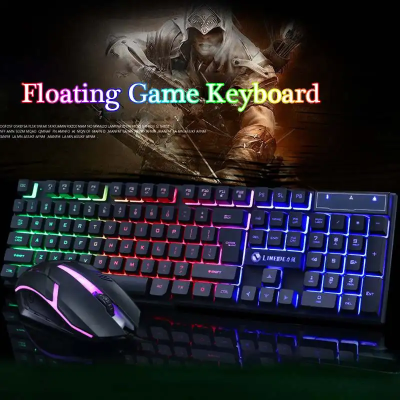 2,4G 1200 точек/дюйм RGB игровая клавиатура мышь Combos USB Проводная Подсветка анти-ореолы для компьютера геймера ноутбука