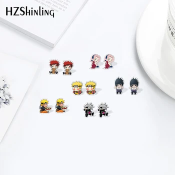 

Naruto Anime Cartoon Pattern Acrylic Earrings Shrinky Dinks Handmade Crafts Resin Epoxy Summer Sweet Ear Accessories
