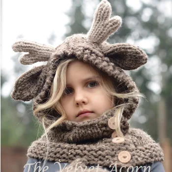 

Baby Deer Ears Hat +Gloves Infant Toddler Autumn Winter Knitted Caps for Children Baby Hats Accessories Photography Props