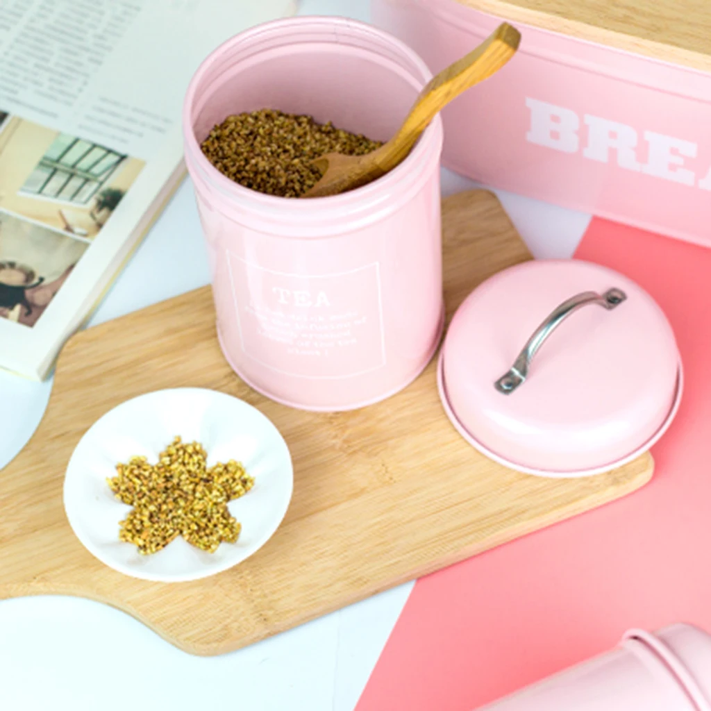 3pcs Tea Coffee Sugar Canister Metal Food Storage Tin for Kitchen Counter Tea Coffee Sugar Spices Sundries Storage Box
