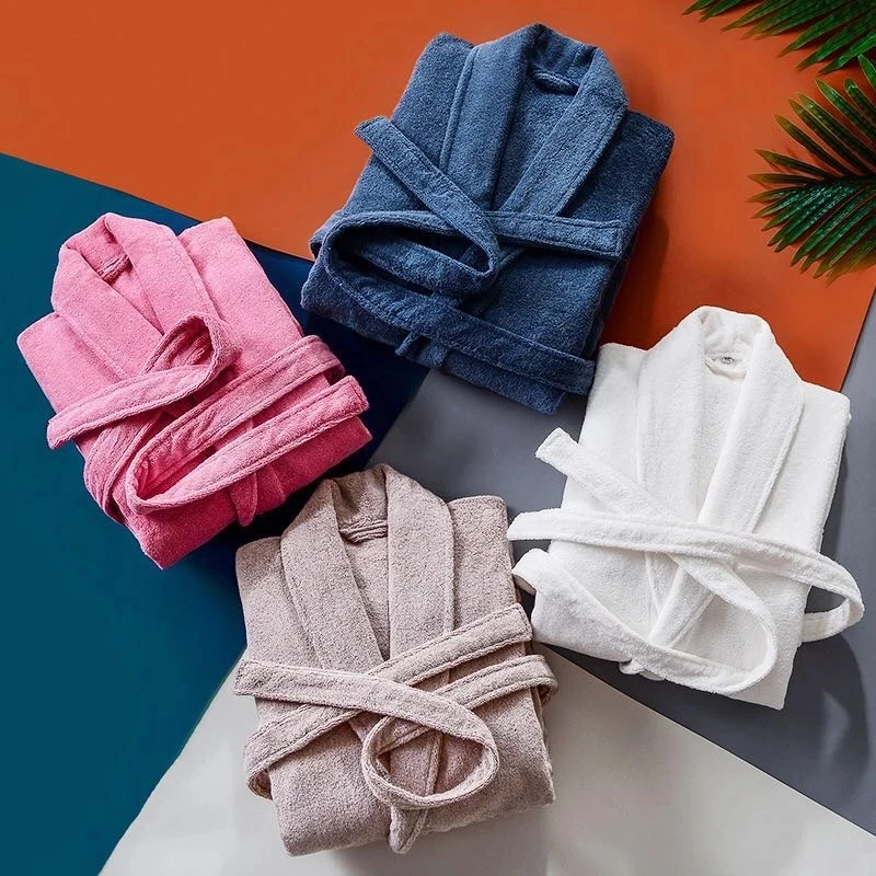 Big and Tall Cotton Bathrobe Men Women Thickended Lengtheded Bathrobes Terry Towel Bath Robe Dressing Gown Lovers Robes Homewear