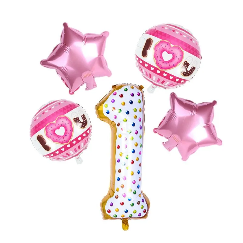 Cake Donut Foil Balloon One Print Latex Balloons Set For Kids Birthday Party Inflatable Decoration Baby Shower Air Balls Supplie | Дом и сад
