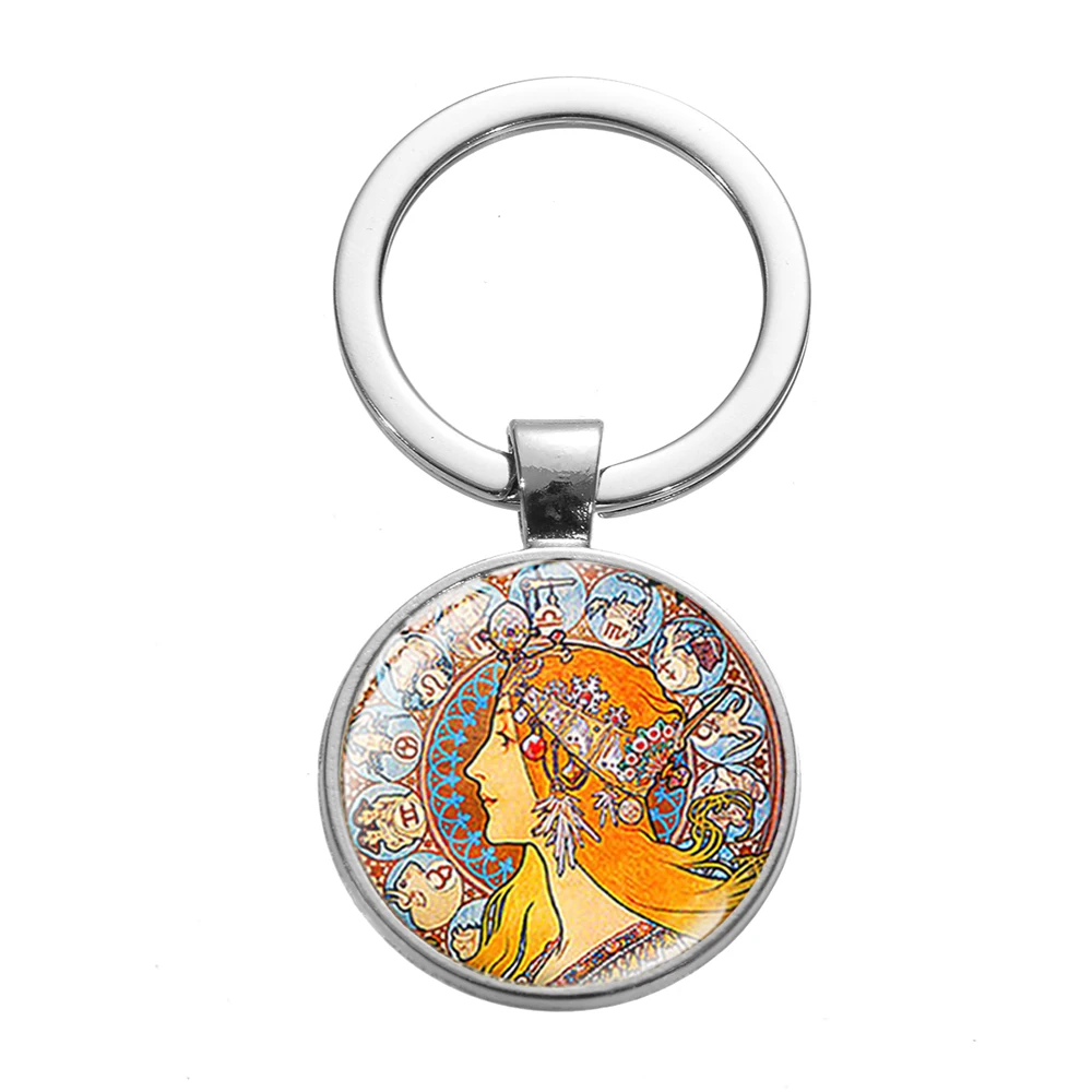 Style 9 SONGDA Alphonse Mucha aestetism брелок стиль Стиль модерн символ стекло кристалл серебряный брелок уникальная сумка с феей Шарм Кулон - Цвет: Style 9