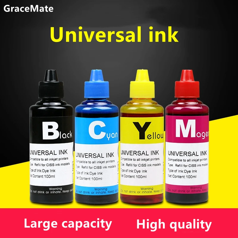 100Ml Kit Di Ricarica Inchiostro Colorante Per 62 Cartuccia D'Inchiostro Ciss Compatibile Per Hp 62Xl Envy Ink Vantaggio 5540 7640 5740 200 250 Inchio
