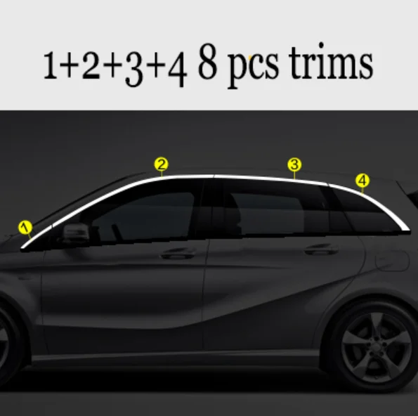 8 pcs trims 2 Нержавеющая сталь окна автомобиля планки для mercedes benz B180 B200 B220 B250 W246 2012 2013 - Цвет: 8 pcs trims 2