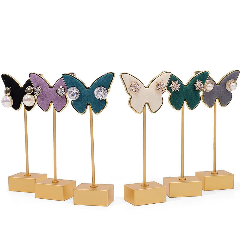 Gold Butterfly Jewelry Stand Flower Metal Earring Jewelry Shop Window Display Props Metal T-3pcs/lot Jewelry Display Decoration 3pcs office month calendar convenient table calendar 2024 mini calendar decoration small calendar