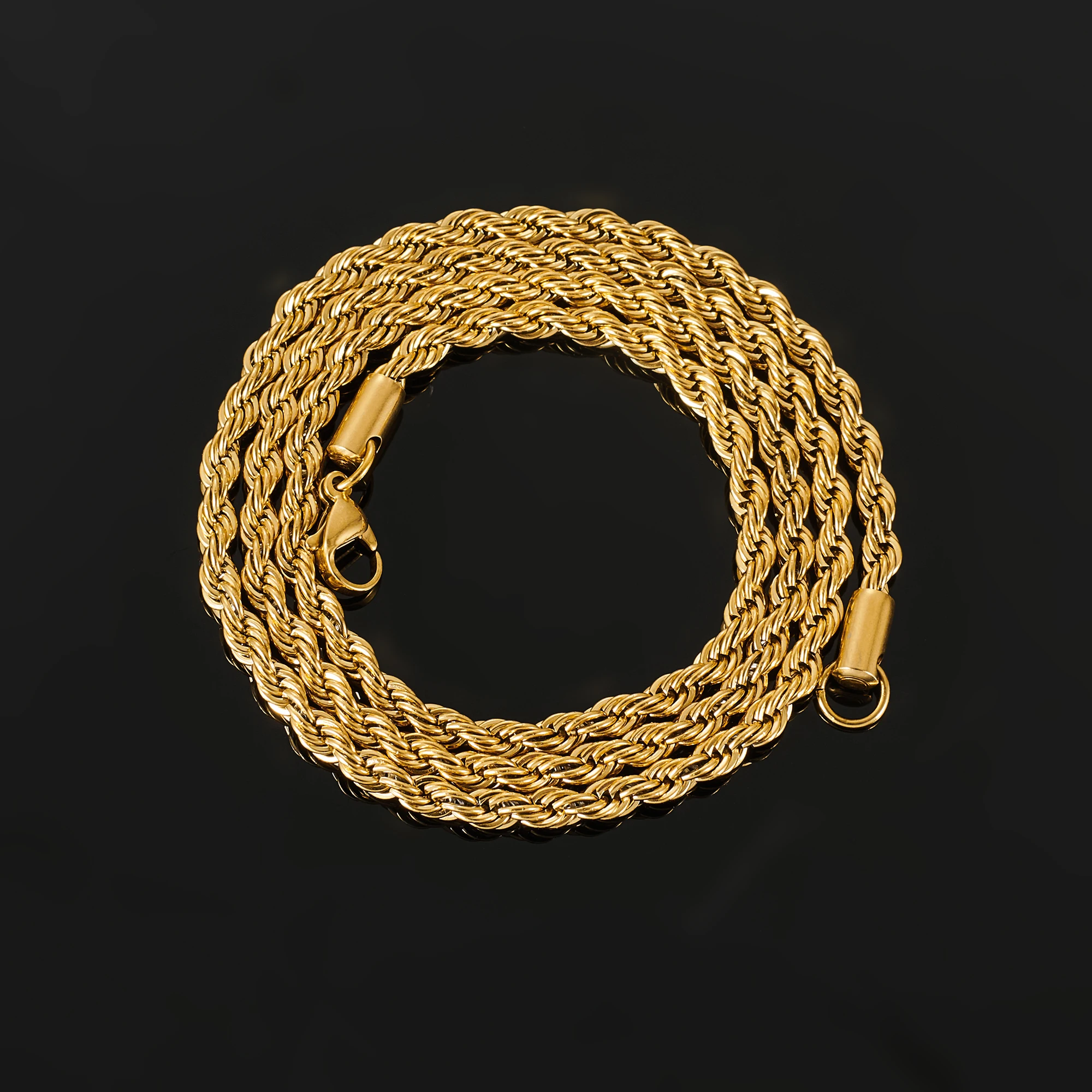 Collana A Catena In Corda Massiccia Jewelry Affairs - Placcata Oro Giallo, Larghezza 6mm, Da Uomo E Donna, Con Moschettone, In Confezione Regalo