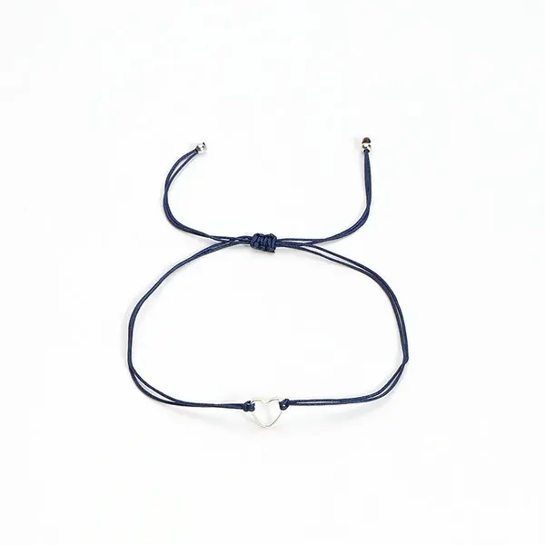 silver heart Navy Г. YCX Мода полые сердце золотого цвета браслет пару очарование регулируемый низка на удачу веревки Желание карты Браслеты классический подарки для пары браслеты для пар с пожеланиям - Окраска металла: silver heart Navy