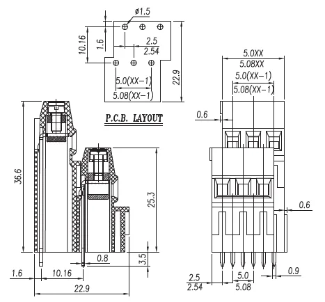 20 шт. E2K DG500H DG508H винтовые печатные платы монтажные клеммные блоки разъем 5,0 мм/5,08 мм FET2.5-XX-500/508-02/03 подъемный терминал