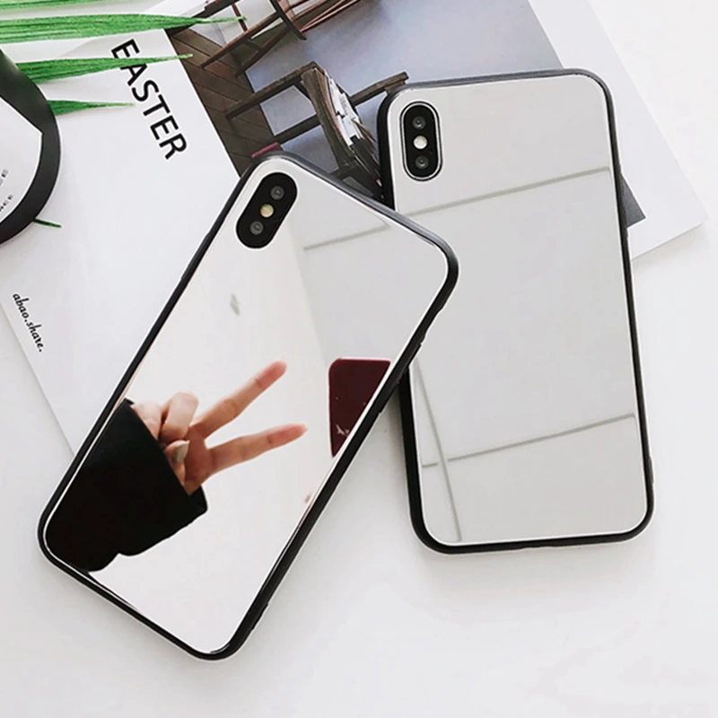 Полный зеркальный чехол для iPhone 11 Pro Max X XS MAX XR 6 6s Plus 7 8 Plus Bling TPU силиконовый чехол Arylic Мягкий край чехол для девочек женщин