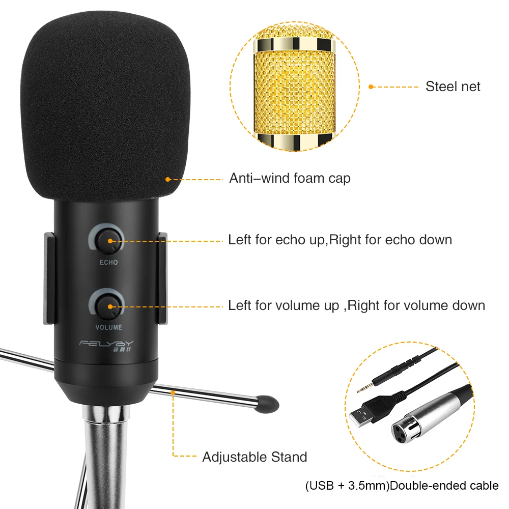 Профессиональный конденсаторный микрофон BM 900 для компьютера|microphone for computer|usb