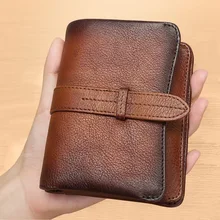

Vintage Genuine Leather Purse Female Women Cowhide Money Bag Wallets Men Business Card Holder High Quality