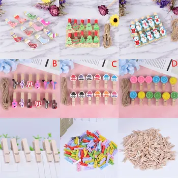 

Mini Colored Spring Wood Clips Clothes Photo Paper Peg Pin Clothespin Craft Clips Party Decoration