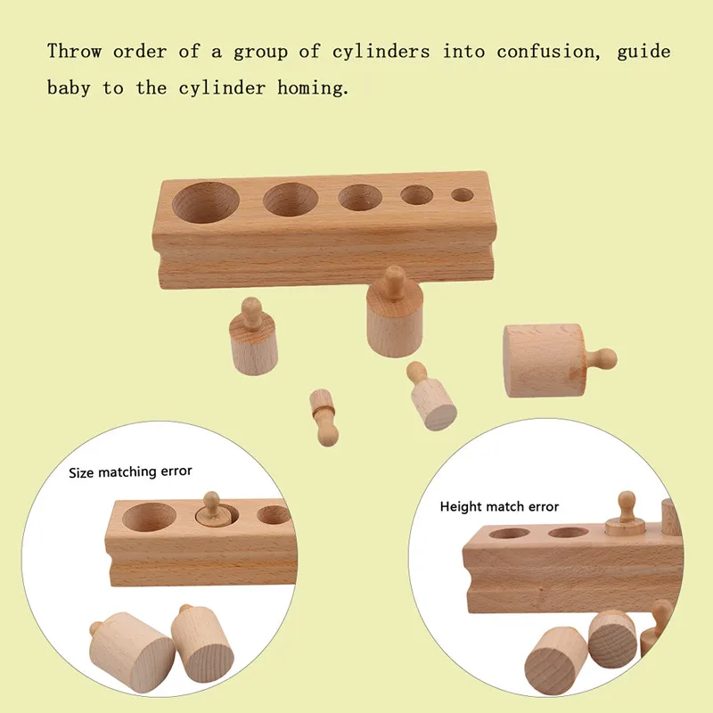 Brinquedos de madeira quebra-cabeça montessori educacional cilindro