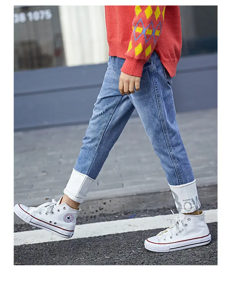 Regular Straight Fit Autumn Jeans For Girls Causal Style Kids Applique Bottom Jeans Child Denim Trousers Girls Pants New Arrival