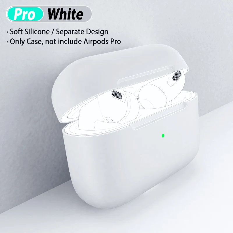 White Цветной чехол-накладка для AirPods Pro, силиконовый беспроводной зарядный бампер для наушников Air Pods Pro 2 1, мягкий чехол, 1:1 - Цвет: White