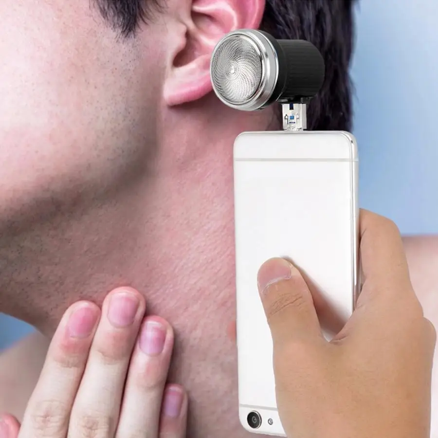 Electric Mini Razor Portable Smart Phone USB Shaver Shaving Tool with Adapter for Men Gift Device Hair Removal