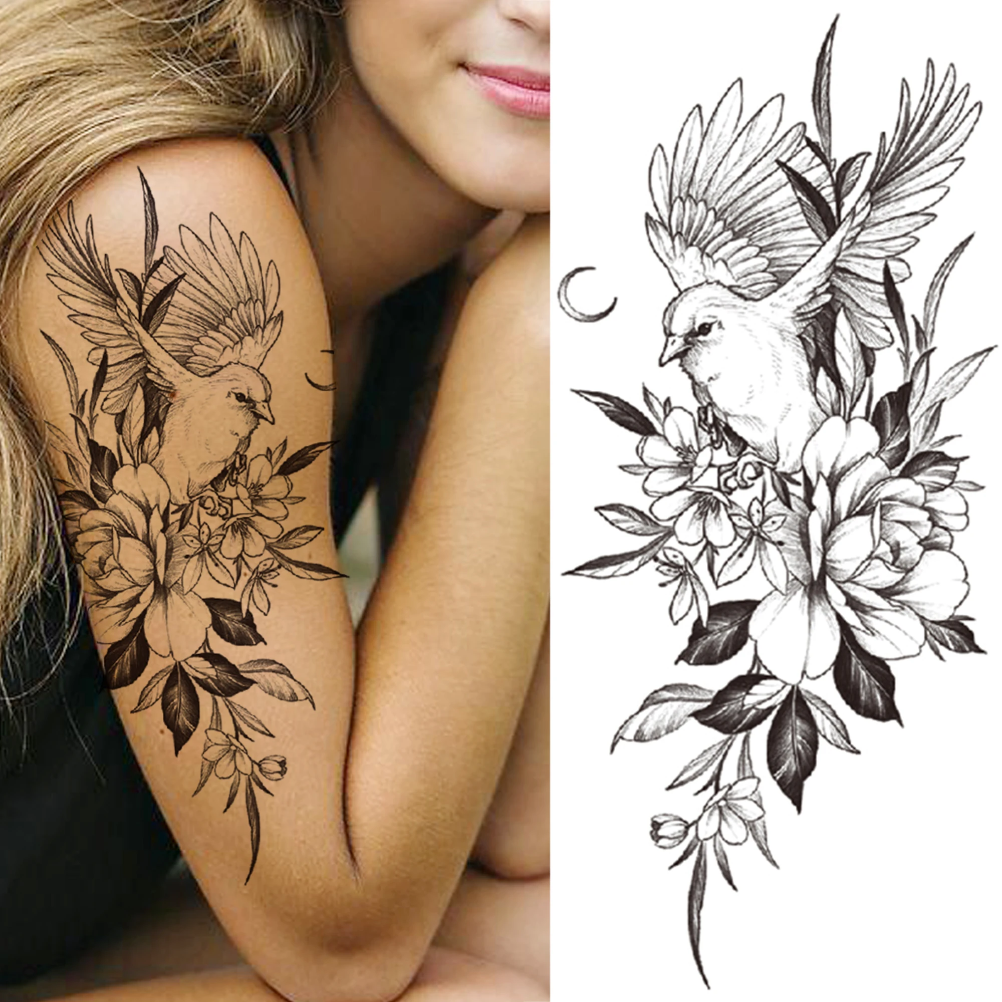 Tatouage Colombe Avec Rose Tatouages Temporaires De Fleurs De Colombe De Paix Pour Femmes Adultes,  Faux Tatouage Autocollant De Pivoine Mauvais Œil D'aigle, Grand Bras  Étanche, Pour Cuisses - Tatouages Éphémères - AliExpress
