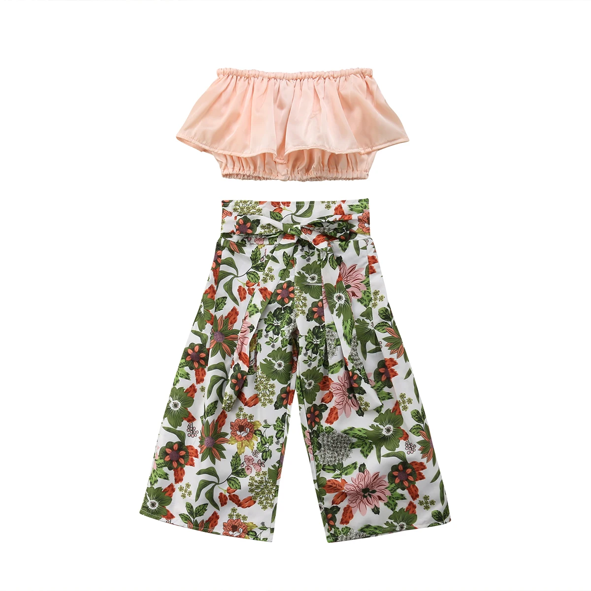 Pudcoco/комплекты одежды для маленьких девочек; жилет с принтом; укороченные топы с цветочным принтом; повседневные свободные штаны; хлопковая