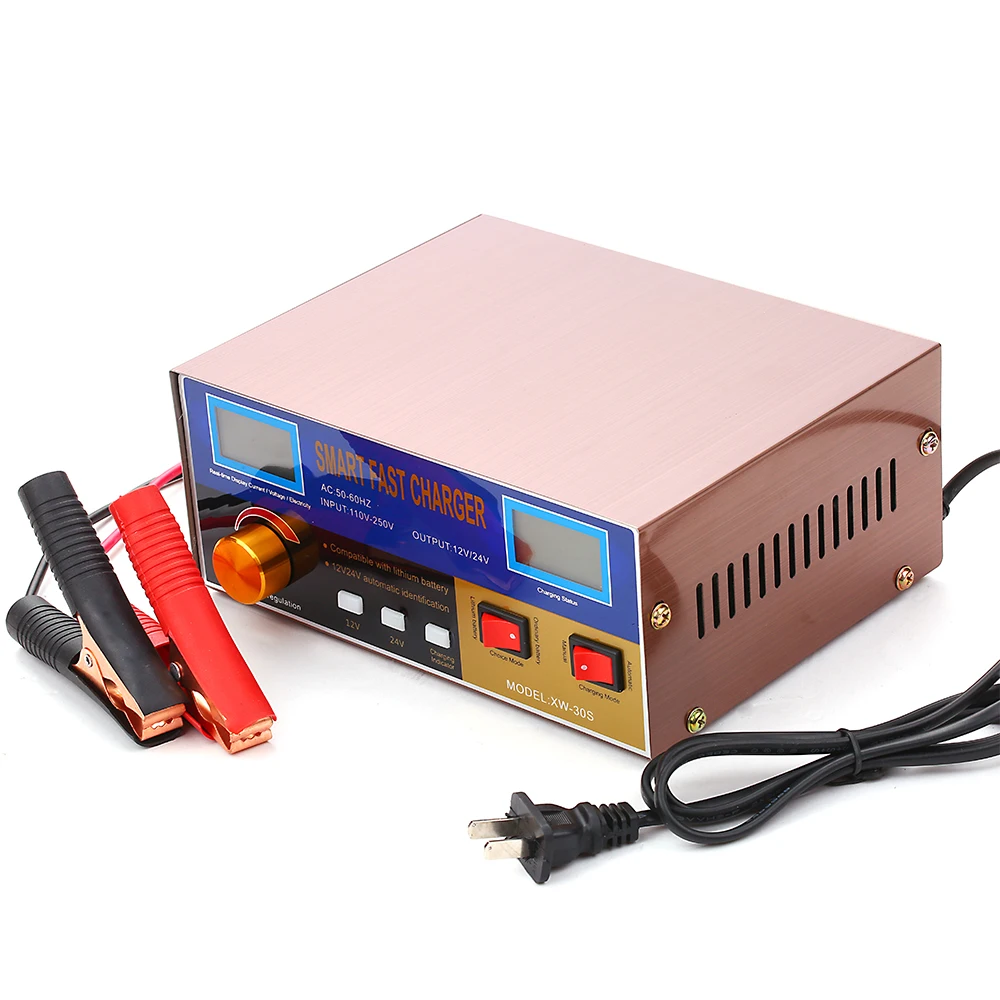 12 V/24 V 15A/18A 6-400AH Многофункциональный Смарт Пульс Ремонт Батарея Зарядное устройство и сопровождающий для литиевая батарея/свинцово-кислотная Батарея XW-30S