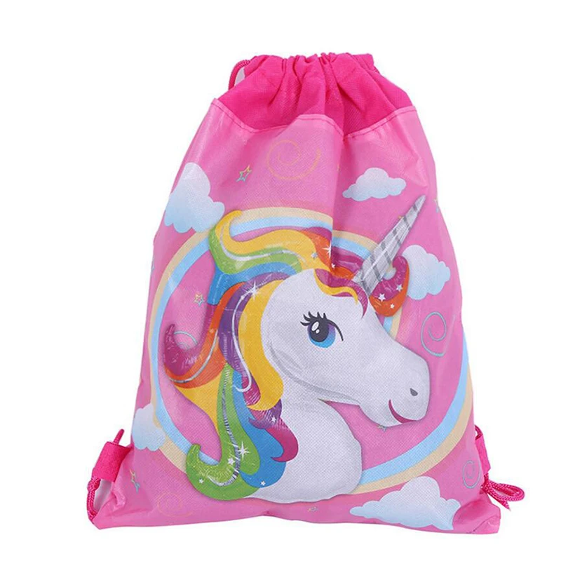 6 шт./партия, нетканый праздничный рюкзак русалки, детская дорожная школьная сумка, Подарочная сумка, сумка-мешок с мультяшными русалочками, вечерние принадлежности - Цвет: Unicorn