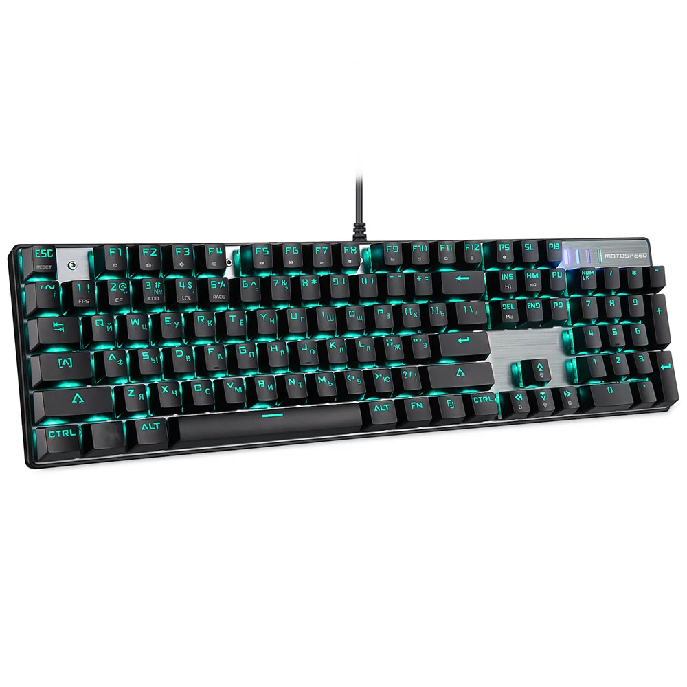 Silver RUSSIAN Motospeed CK104 игровая механическая клавиатура RGB Русский Английский красный синий переключатель USB2.0 подсветка клавиатура анти-ореолы для геймера - Цвет: Silver RUSSIAN
