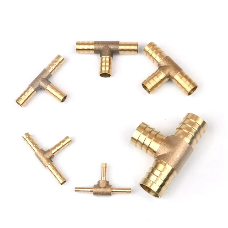 2pcs Brass 4~19mm Tee 3 Way Connector Copper Connector Aquarium Air Pump Adapter Fittings Gas Tube Air Line Repair Joints