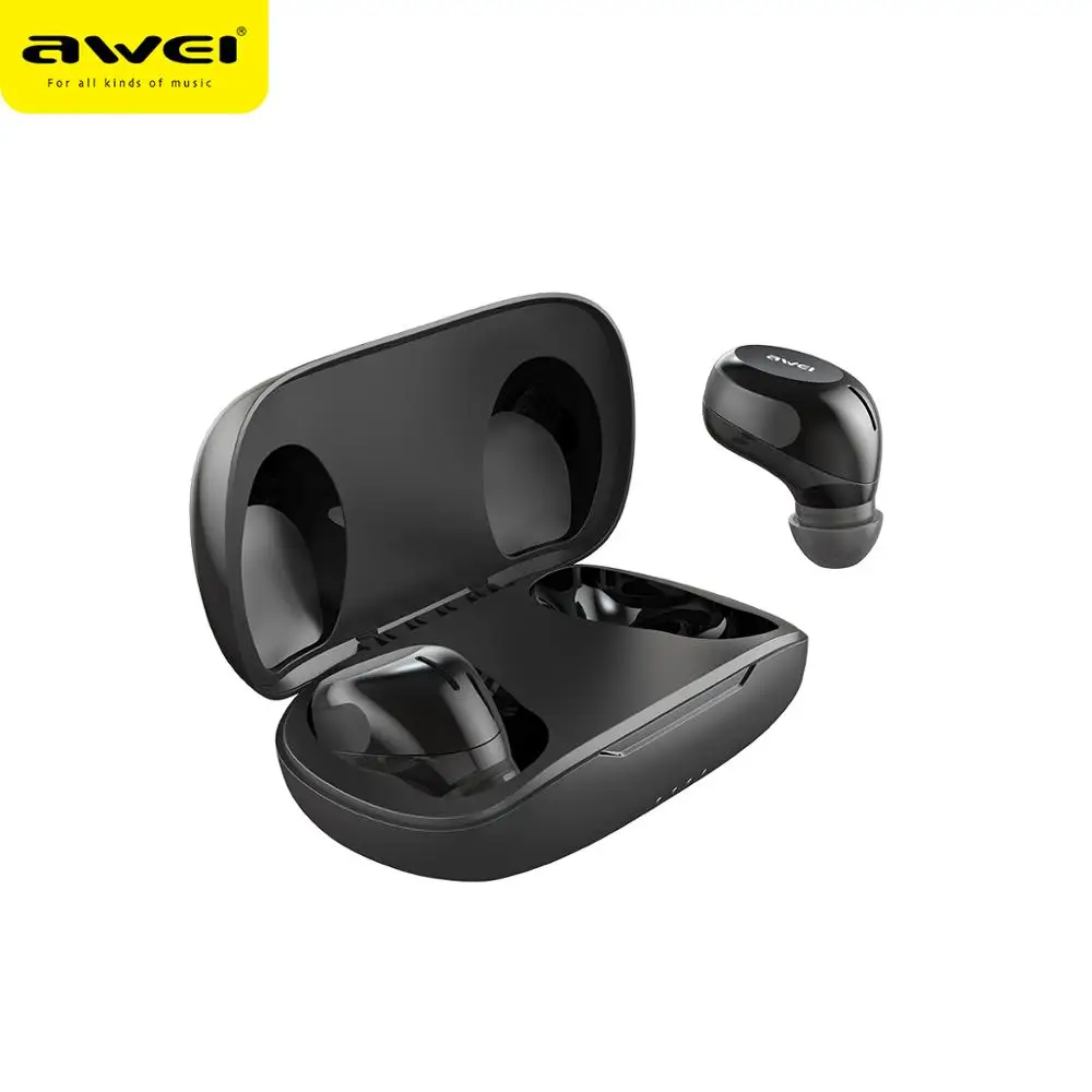 Black T20 AWEI, недорогие TWS мини наушники-вкладыши, игровые Bluetooth 5,0, качественный звук, Hifi наушники с микрофоном, сенсорная беспроводная гарнитура - Цвет: Black T20